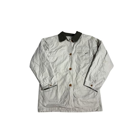 Vtg LL Bean H145 Coat M Tan Flannel Lined Primaloft Chore Barn USA Made 80s 90s - Picture 2 of 12